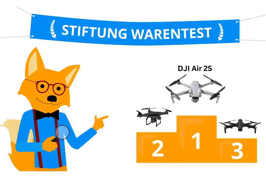 Die DJI Air 2S ist Testsieger auf dem Siegertreppchen im Drohnen Test der Stiftung Warentest.